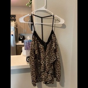 Large Cheetah Front Zip Tank Top